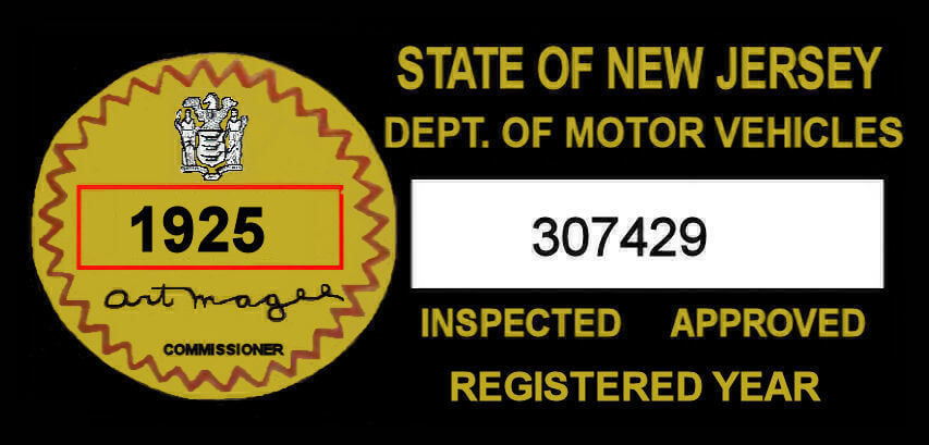 (image for) 1925 New Jersey Safety Check inspection sticker